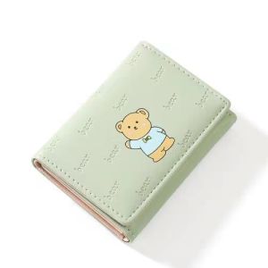 Z.L075 Dompet Wanita Dompet Lipat Beruang Kartun Lucu Dompet Wanita Kecil Mode Korea Baru Dompet Wanita Import Pendek D247