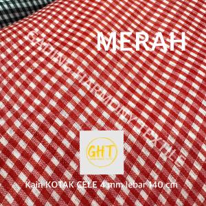 ( per setengah meter ) kain KOTAK CELE 4 MM lebar 140 cm polyester bahan alas taplak meja gorden horden hordeng tirai kolong dapur bus dekorasi dekor kerajinan tangan prakarya sekolah alas tatakan piknik bando ikat rambut scrunchie schruncie