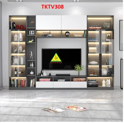 Tủ kệ tivi trang trí phong cách hiện đại TKTV308 ( KHÔNG KÈM ĐÈN)- Nội thất lắp ráp