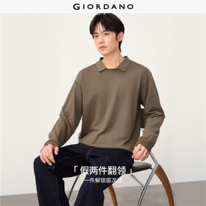 Giordano Beau Monde Men Fake two-piece collar cotton sweatshirt Free Shipping 13026657