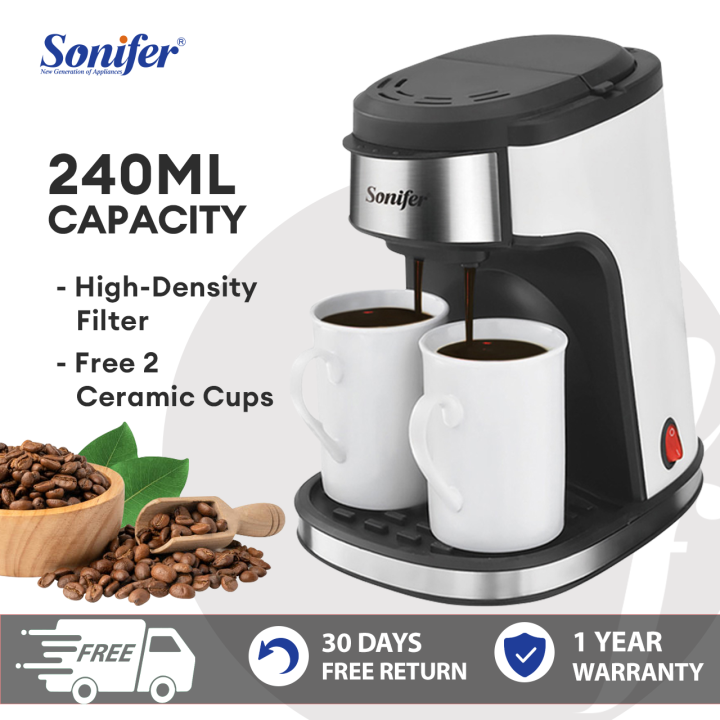 Sonifer 2 Cup Double Drip Coffee Machine with Cone Filter Coffee Machine  450W | Lazada PH