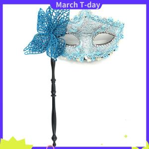 March หน้ากากปาร์ตี้ฮาโลวีนพร้อมไม้เสียบสำหรับผู้หญิงหน้ากากงานพรอมงานพรอมตอนเย็นอุปกรณ์คอสเพลย์เวทีหน้ากากครึ่งหน้าสำหรับผู้หญิง