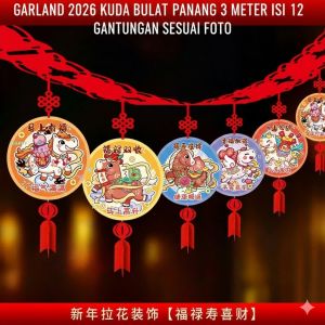 Dekorasi Gantungan Garland Imlek Tahun 2026 Kuda Horse CNY Sincia Rezeki 3 Dimensi