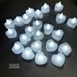 Combo 10  đèn NẾN TRÁI TIM ánh sáng TRẮNG điện tử nhỏ lãng mạn LED cầu hôn đạo cụ đèn trang trí tiệc cưới sinh nhật