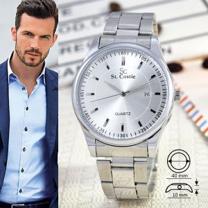 Jam Tangan Pria Rantai Tanggal Aktif - Jam Anti Air - AB-8072B-G-Tgl-RT