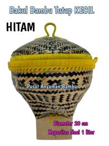 Bakul nasi atau Bakul Bambu ukuran Kecil Warna HITAM diameter 20 cm bakul mewah berkualitas