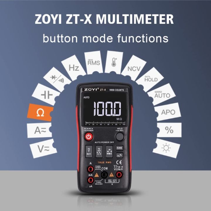 ZOYI ZT-X Button-type Auto-ranging Multimeter 9999 Count High Precision ...