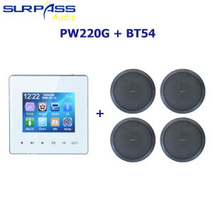 2.8 Inch Wall Mount Bluetooth Amplifier FM Radio USB TF Stereo Audio Player Home Theater PA Background Music System Compatible with Ceiling Speakers for Bathroom & Household