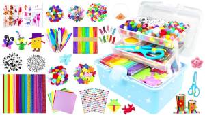 3000 Arts and Crafts Supplies for Kids Craft Kit Craft with Cleaners Arts and Crafts for Kids Age 4-6 6-8 8-12 DIY School Supplies Materials Set Toys Gifts for Girls Boys Toddlers Blue