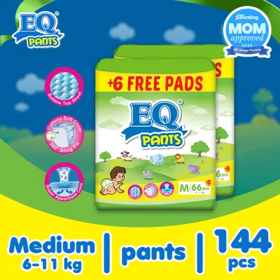 EQ Pants Mega Pack Medium (6-12 packskg) - 66 pcs x 2 packs(132 pcs) - Diaper Pants