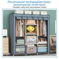 Zip Almari Baju Kain Besar Cabinet T-shape Large Capacity Zipped Wardrobe Clothes Organization Storage Rack Cabinet Clothes Rack Bedroom Cupboard. 