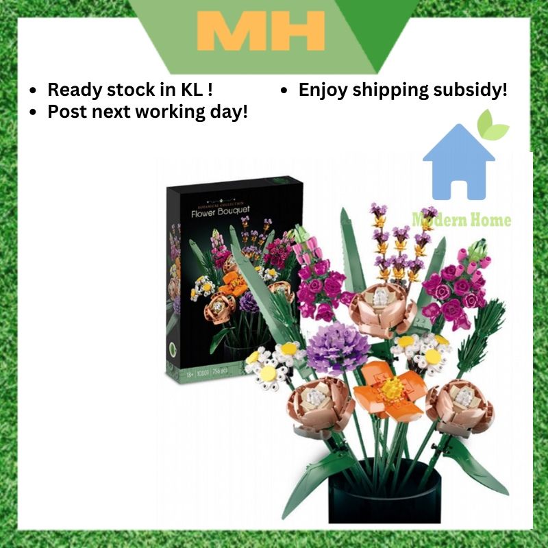 Diy Flower Bouquet Building Blocks Romantic Preserved Red Rose Gift_voghion.com