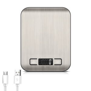High-Accuracy Digital Kitchen Scale with USB Charging Stainless Steel Platform for Precise Food Measurement