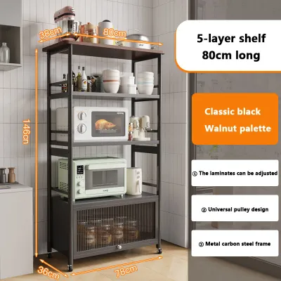 3/4/5 Layers Kitchen Pantry Storage Cabinet organizer Prevent Rusting Shelves Metal Microwave Stand Storage Cabinets Rack