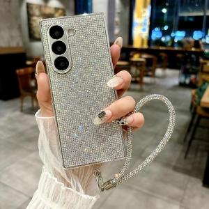 Plating Glitter Rhinestone Bracelet Case for Samsung Galaxy Z Fold 7 6 zfold 5 4 Fold7 Wrist Chain Bling Diamond Luxury Cover