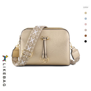 LIKEBAG simple multi-layer zipper daily shopping crossbody bag fashion webbing commute to work exquisite womens bag