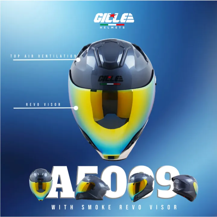 GILLE A5009 Phoenix Mono Color Revo Visor Full Face Dual Visor Motorcycle Helmet