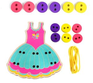 HNTOB Wooden Lacing Fish Dress Toddler Kids Teaching Tie Toy Educational Kids Operational Tool