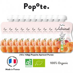 (Bundle of 10) Popote - Organic Apricot Puree / 10 x 120g / Baby Food / 100% Made in France