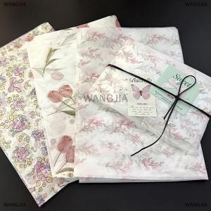 [COD] WANGJIA กระดาษทิชชู่ลวดลายดอกทิวลิปหรูหราลวดลายดอกไม้พร้อมใบไม้สีเขียวสำหรับห่อของขวัญกล่องใส่ไวน์และตกแต่ง