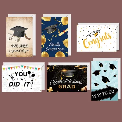 {SG} 6Pcs Thank You Card With Envelopes Set Mini Greeting Card Folded Card Birthday Party Blessing Christmas Card