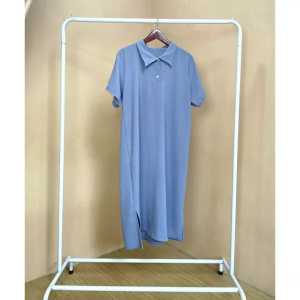 Home Dress Kerah Kemeja Midi Dress Korean Style Crinkle Airflow