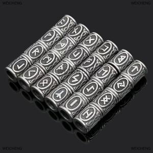 [COD] WEICHENG 24 pcs Viking Runes Set Loose Beads Spacer Beads For Hair Braid Dreadlock Beads DIY Jewelry Making
