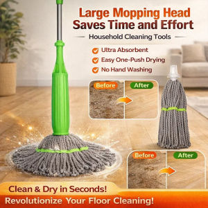 Bamboo Fiber Self Wringing Spin Mop Quick Dry Household Floor Cleaning Mop