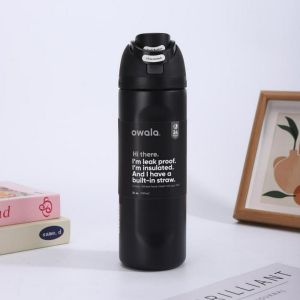 Portable 32oz Thermos Tumbler 304 Stainless Steel Insulated Water Bottle One-touch Opening Leakproof Travel Cup with Straw For School Gym Office Outdoor Hiking