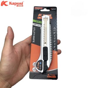 Dao rọc giấy lớn thay lưỡi liên tục Kapusi JAPAN dao trổ 5 lưỡi 18mm thép SK5 siêu sắc cắt giấy rọc băng dính