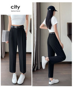 Celana setelan sembilan titik lurus wanita baru yang populer gaya Korea