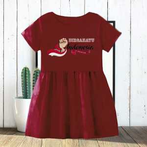 Dress Kerut 17 Agustus anak perempuan usia 1-8 tahun bergambar terbaru bahan Babyterry