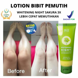 SR12 Whitening Night Body Lotion Perawatan Pemutih Kulit Melembabkan Sebagai Anti Oksidan 100ml