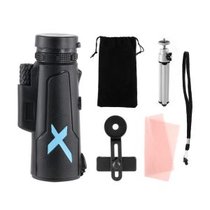 กล้องโทรทรรศน์ตาเดียวกล้องส่องทางไกลกล้องส่องทางไกลแบบหนึ่งตา HD กล้องโทรทรรศน์ตาเดียวโทรศัพท์มือถือเลนส์กันน้ำพร้อมที่จับและขาตั้งสำหรับปีนเขาดูนกล่าสัตว์คอนเสิร์ตฟุตบอลเกมท่องเที่ยว