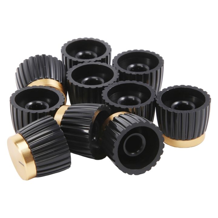 10x Guitar AMP Amplifier Knobs Push-on Black+Gold Cap for Amplifier ...