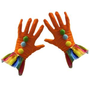 Hóa trang vui nhộn chú hề găng tay cho Halloween và lễ hội bên mềm polyester satined pompoms găng tay với thiết kế đàn hồi