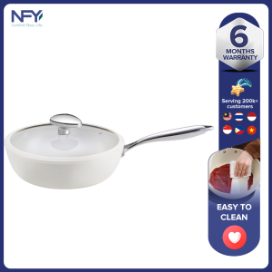 Shell Porcelain White Pebble Frying Pan Non Stick Deep Frying Frying Pan Household Induction Cooker Frying Pan