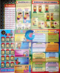 Paket 6 Poster Belajar Anak Muslim Poster Edukasi Anak Islami Isi 6 Pcs Poster Hijaiyah