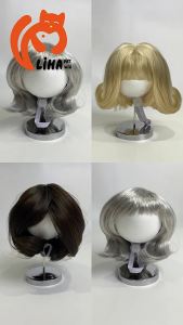 Newcat and dog style bangs with middle-parted curly hair to create a playful cute and adorable look. Wigs available for wholesale