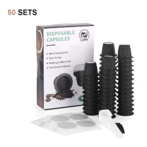 【i Cafilas】[NEXMPNC01] Disposiable Capsule Filter Empty Aluminum Lids Seals Coffee Maker Cups Pods Food Grade PP for Nespresso And Adhesive Xiaomi Nespresso Capsule DIY Own Coffee