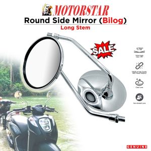 Motorstar Star X 125II | Round Circle Side Mirror Chrome Long Stem (BILOG) Stainless Aluminum