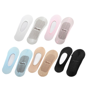 ถุงเท้าจับแผ่นซิลิโคนใสสำหรับผู้หญิง5คู่Essential ฤดูร้อนนุ่มระบายอากาศได้ดีแบบสั้นสีลูกอม