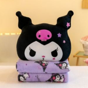 New Kuromi Blanket Pillow Dual-Purpose Cute Birthday Gifts Doll Cartoon throw pillow Cushion Office Nap Blanket girls Car dual use Air conditioning quilt Gift for kids girl boy girlfriend sister