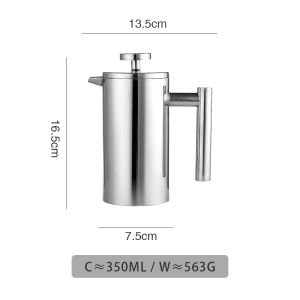 Vision 350ml/800ml/1000ml 304 Stainless Steel French Press Coffee Maker Portable French Filter Pressure Pot Camping Cold Brew Coffee/ Tea Brewer Pot/ Maker