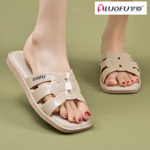 Luofu Summer New Style Small Fragrance Solid Color Flat Non-Slip Silent Wearable Fashionable Low Heel All-Season Home Slippers