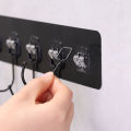 3/5/6 Row Multi-Application Wall Hooks Transparent Black Wall Hooks Strong Self-Adhesive Door Wall Hangers Hook. 