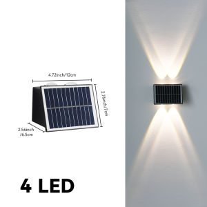 Solar Outdoor Wall Light IP65 Waterproof  LED Lampu Dinding Auto ON/OFF Up-Down Lighting For Garden Yard Villa House Taman Fence Street Stairs