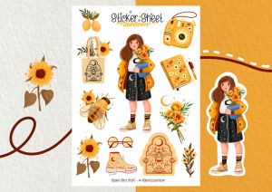 sticker sheet Sun flower - chuyên dán trang trí sổ nhật kí sổ tay | Bullet journal sticker - unim003