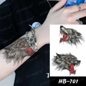 Tato Temporer Tattoo Tatto Temporary Tahan Air Sementara Anti Air Seri HB-701 Motif Kepala Serigala 2 Potong