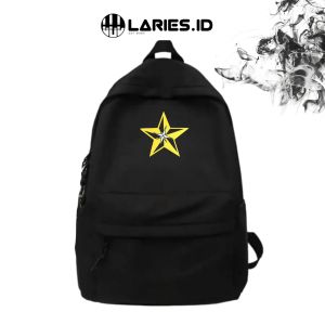 LARIES - Tas Ransel Bintang Star Gold Kantong Casual Pria Wanita Anak Sekolah Trendy Backpack